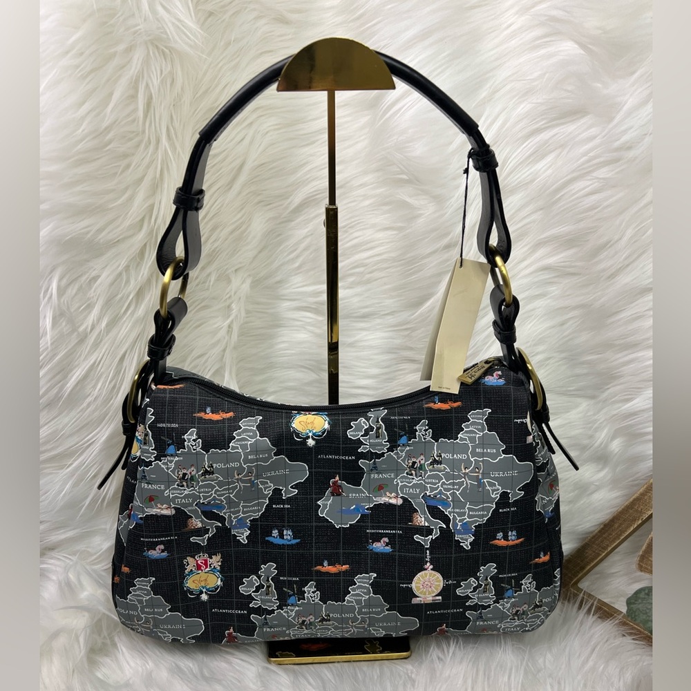 NWT Sharif Black and Gold Shoulder Bag with pouch